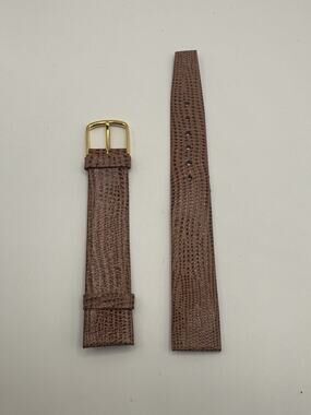 16mm KREISLER Lizard Calfskin Tan NOS Vintage Watch Band & Gold Buckle